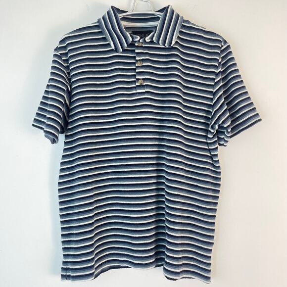 Howlin Loose End Striped Terry Polo in Navy SIZE MEDIUM - Picture 3 of 7